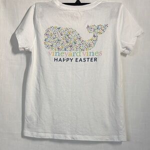 Vineyard Vines White Kids Tee with Bunny and Whale Pocket